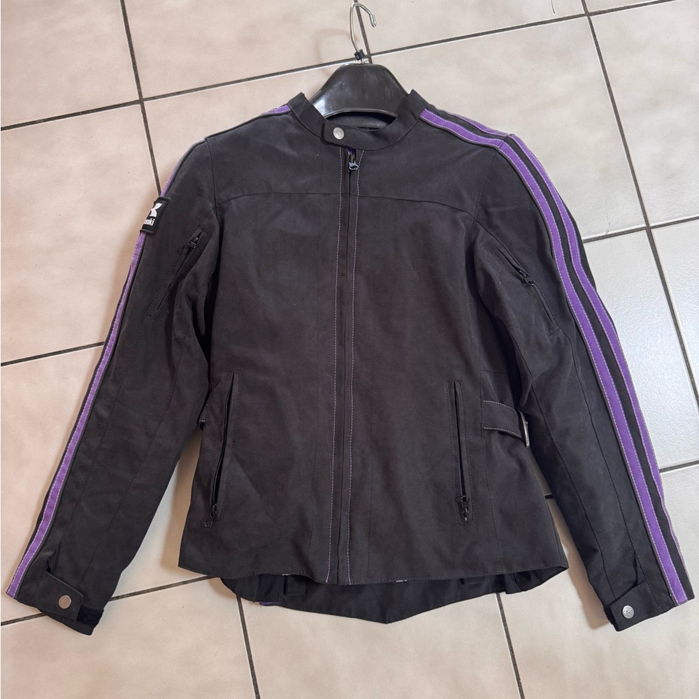 Black Jacket with Purple Stripes